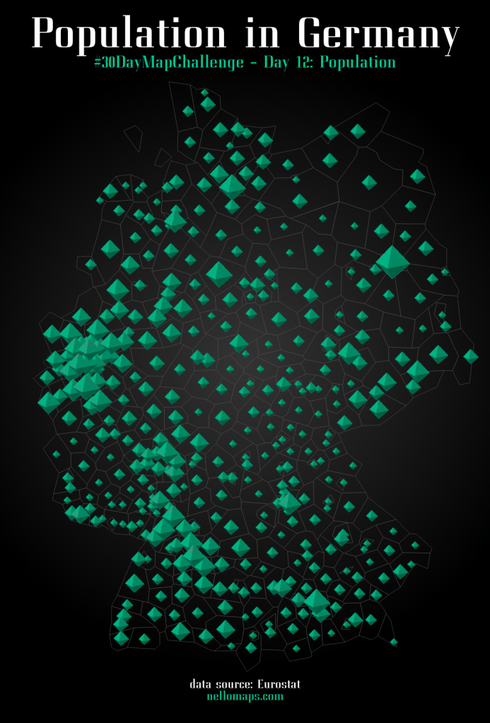 Map contribution for the 30DayMapChallenge. Map of population density in Germany.
