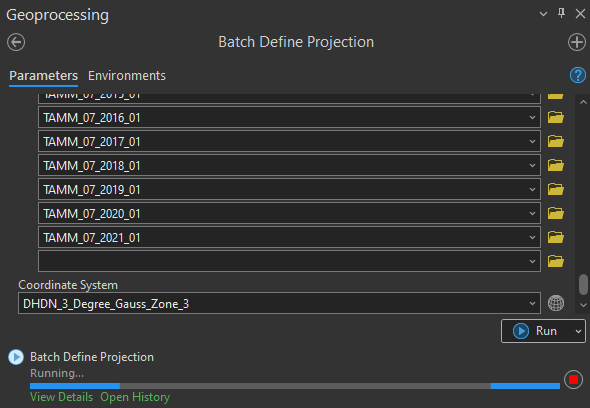 Batch Define Projection